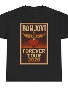 Bon Jovi T-Shirt Forever Tour 2026 Graphic Tee Vintage Band Merch Black 276